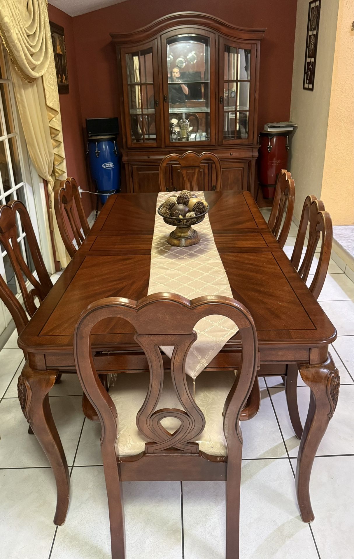 Dinning Set ( Cherry Wood)  Table/ 6 Chairs