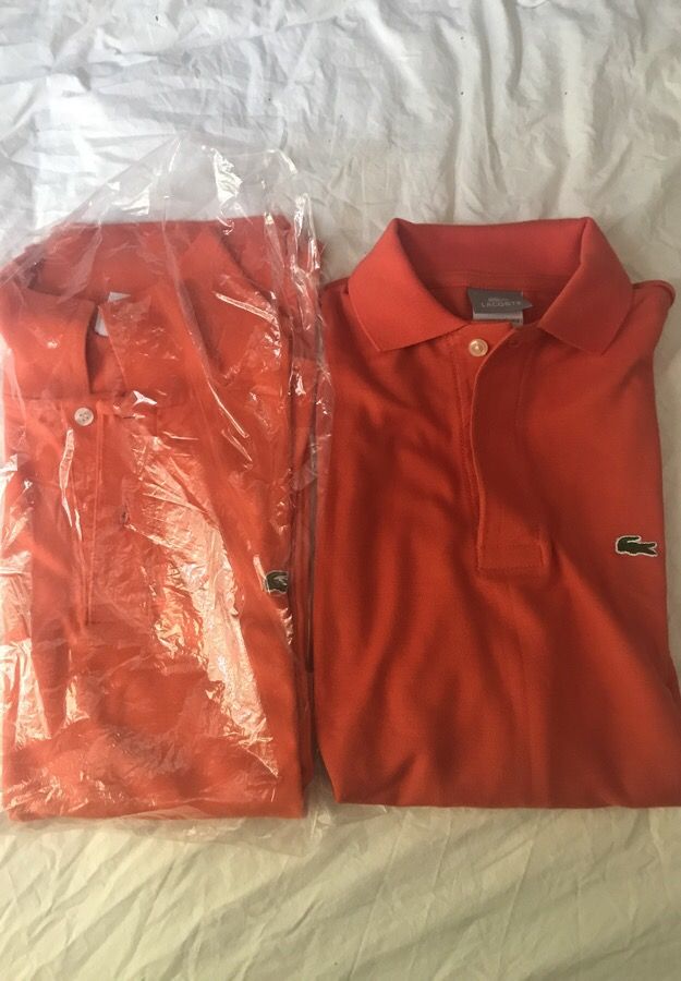 2 brand new Lacoste polo shirts orange size Large or L