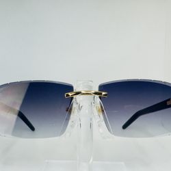 Cartier Rimless Sunglasses Gold Blue Gradient