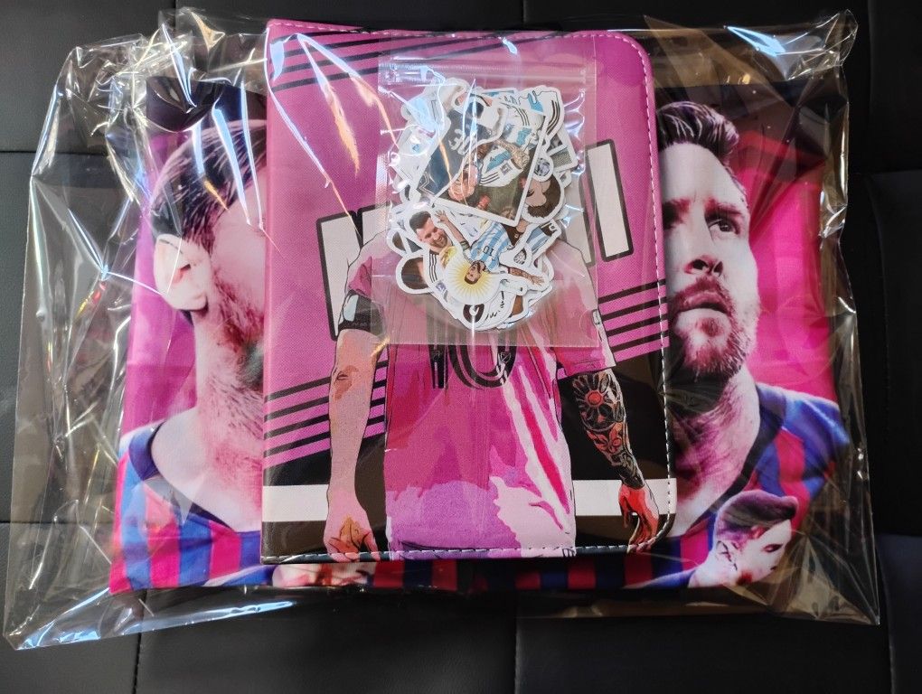 Lionel Messi Pillow Cases,Card Binder and stickers lot