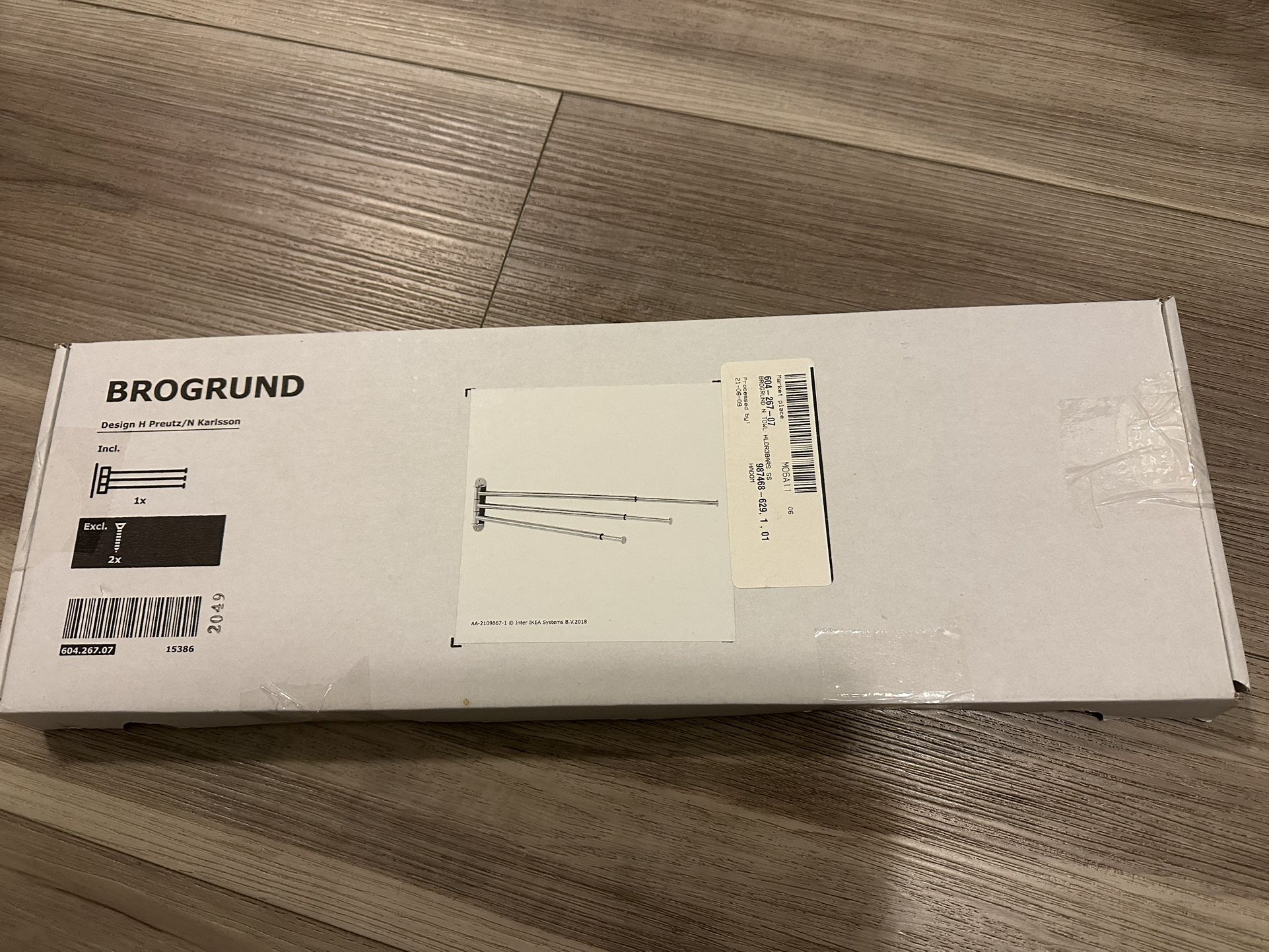 Ikea BROGRUND Towel holder 3 bars, stainless steel - Brand New