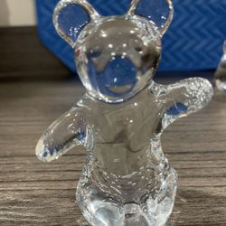 Vtg 3.5” Clear Art Glass BEAR Paperweight Figure Controlled Bubbles