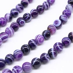 Purple Stripes Agate 8mm Loose Beads (1 strand/15”-16”