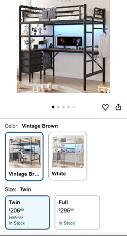 Twin loft bed with desk