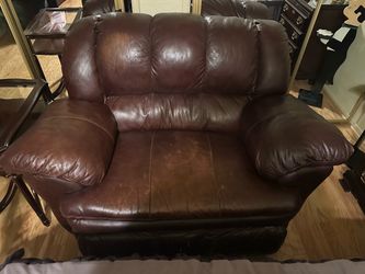 Brown Leather Loveseat Recliner Sofa
