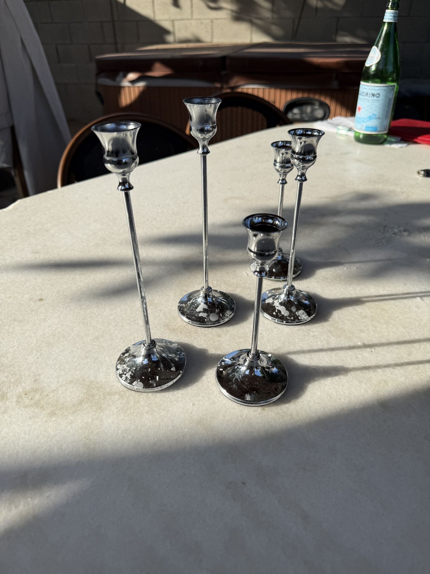 Set of 18 Silver Metal Candle Holders – $50 for the Full Pack (Mission Hills)