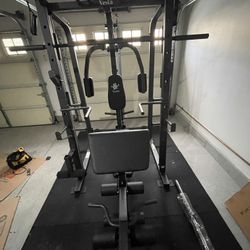 Vesta Fitness Smith Machine 1001 w/Bench Attachment | 245lb Cast Iron Olympic Weights | 7ft Olympic Bar | Fitness | Gym Equipment | FREE DELIVERY 🚚 