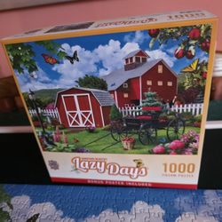 "BARNYARD BEAUTIES"  1000PC JIGSAW PUZZLE  LAZY DAYS.  Poster Included.  Only Done Once