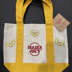 Trader Joes mini canvas tote with lemons new