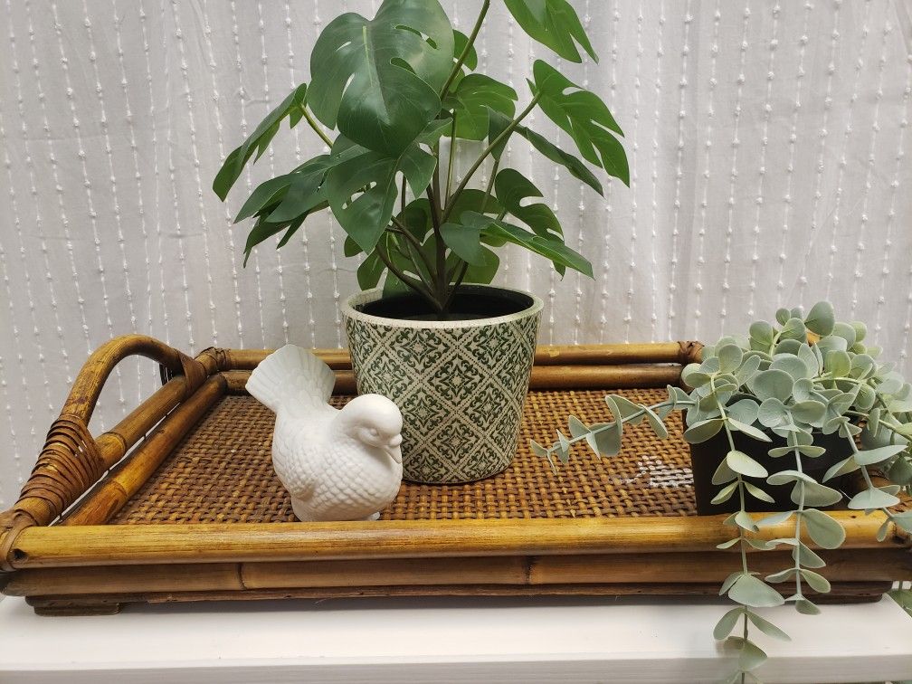 Vintage Rattan Tray For Sale