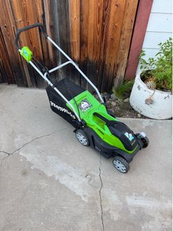 Green works corded electric lawn mower
