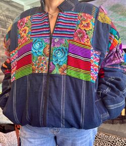 Guatemalan handwoven bomber jacket