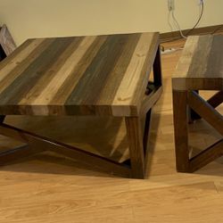  coffee table on castors and end table