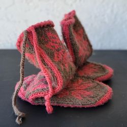 Woolrich Womens Red Snowflake Knit Chalet Sock Slippers Size Small 6-8