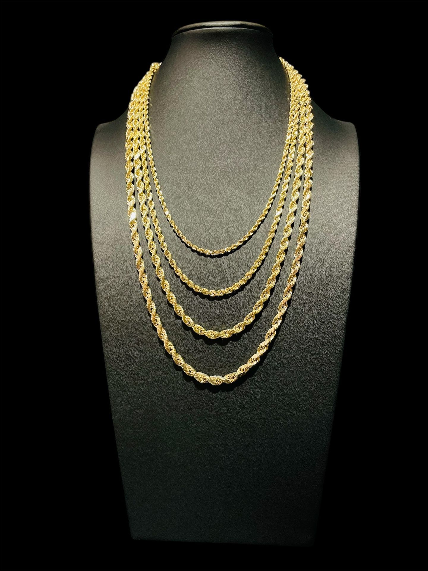 10K Diamond Cut Rope Chains 2mm-5.5mm