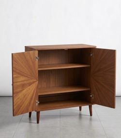 Modern Cabinet – Walnut Sunburst Design