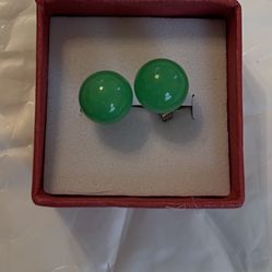 925 Sterling Silver Jade Earrings 