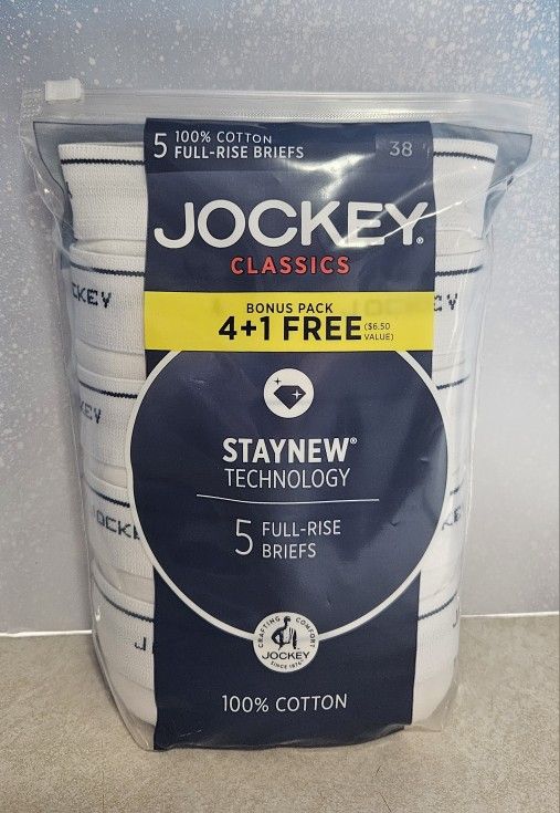 MENS SIZE 38 JOCKEYS CLASSIC STAY NEW UNDERWEAR 5 PACK