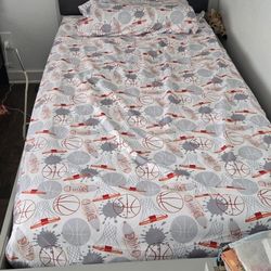 Twin Double Bed With Side Table 