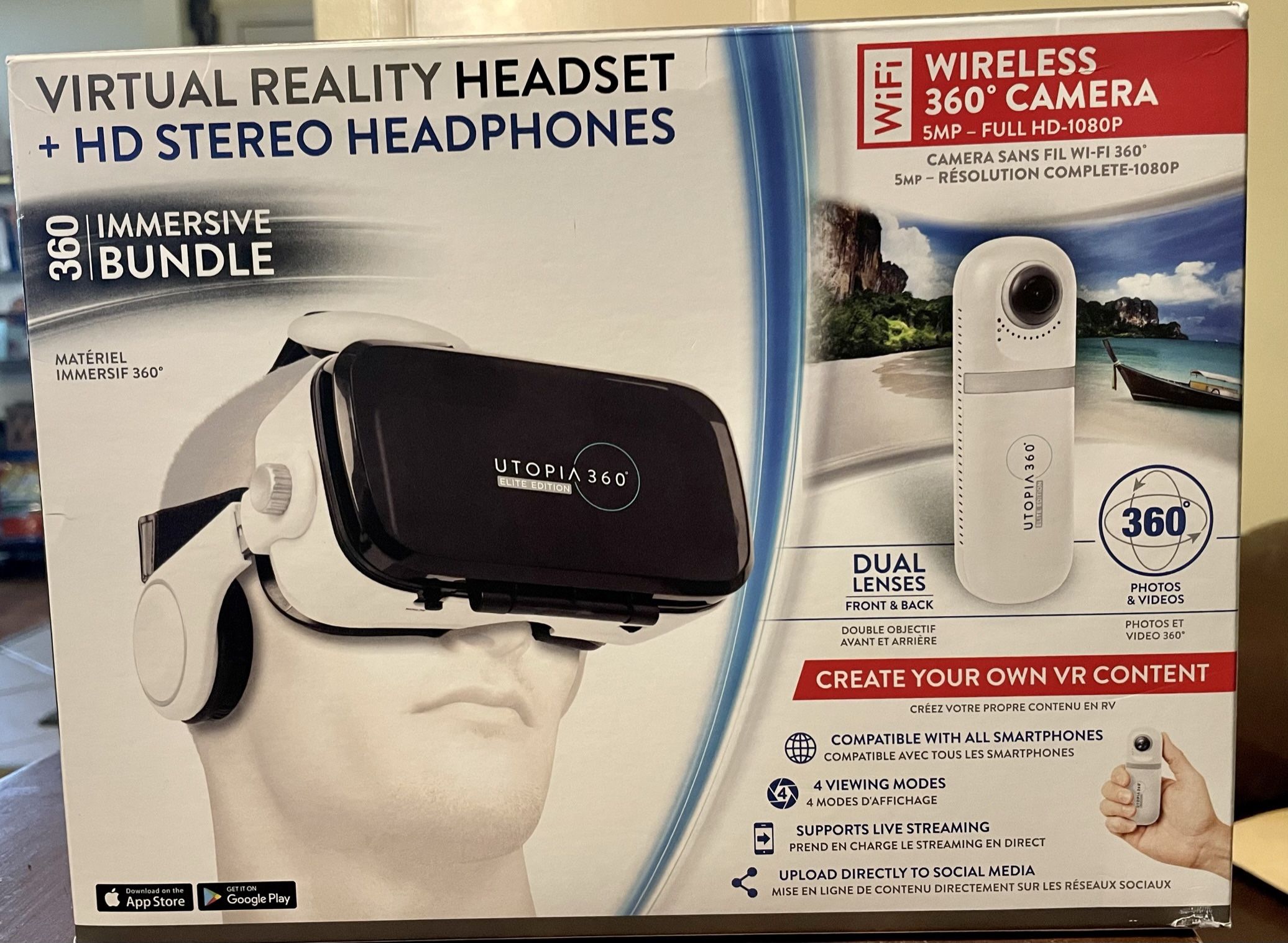 Virtual Reality Headset +HD Stereo Headphones