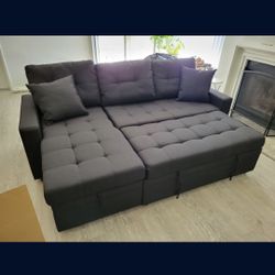 Brand New Sofa Pull Out Bed W/ Storage  Black Fabric $525 FREE LOCAL DELIVERY & SET UP ORDER HERE PAY UPON DELIVERY LITTLE SHOWROOM  NOT ALL ITEMS ON 