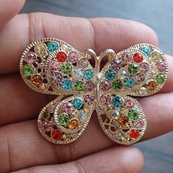 Rhinestone Multicolor Butterfly Brooch 