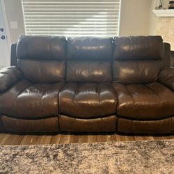 Brown Leather Sofa And Love Seat 