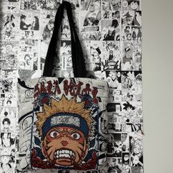 Naruto Nine Tail Fox Anime Woven Tapestry Tote Bag