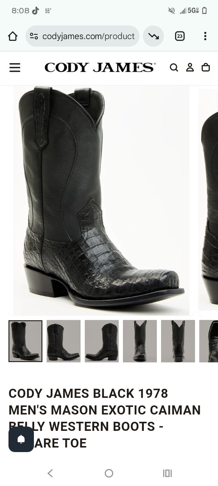 Men’s Crocodile Boots Size 12