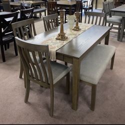 Dining Set Table With 4 Chairs & Bench