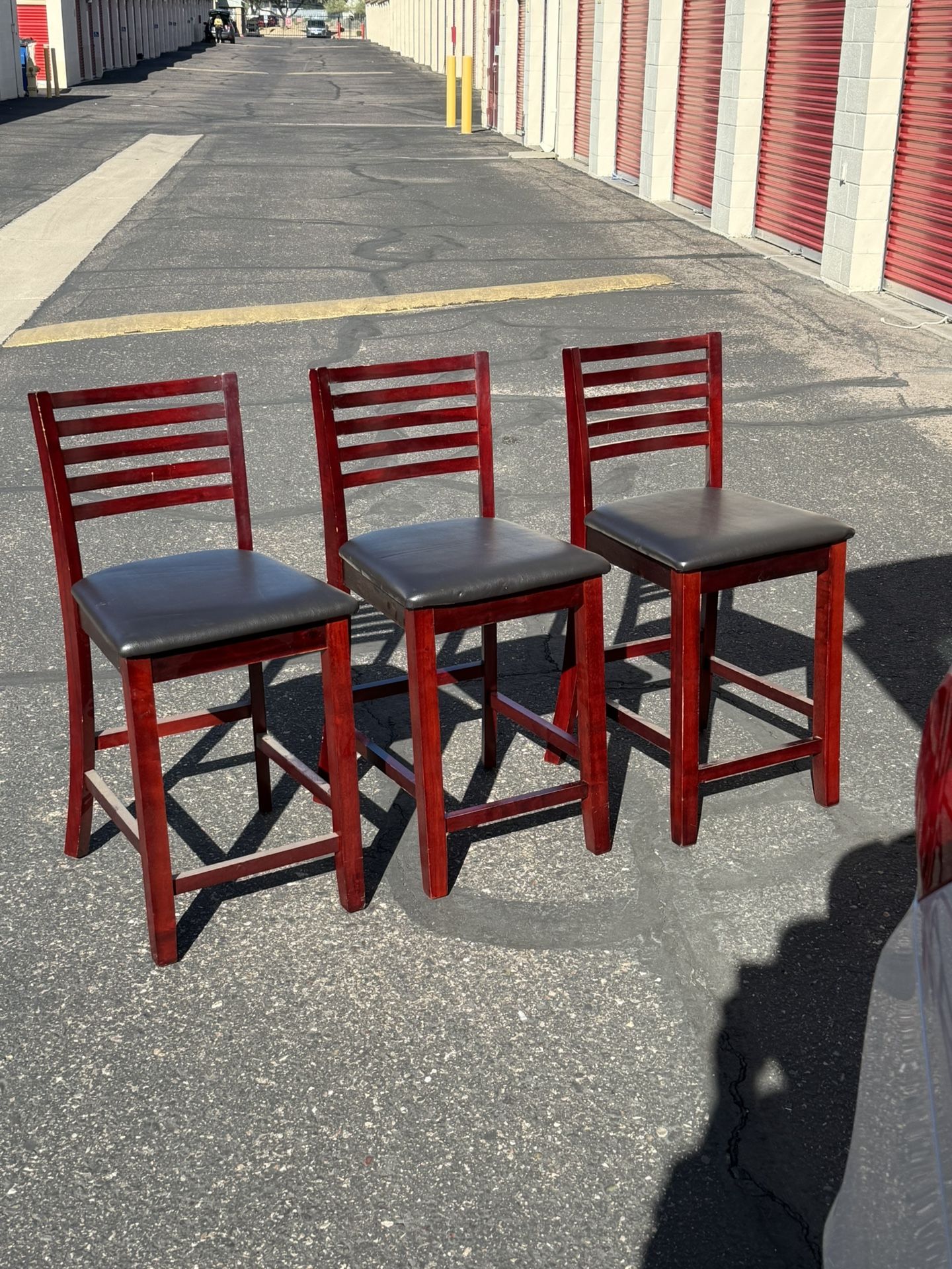 Hawthorne Collections 25" Wood & Faux Leather Counter Stool in Dark Merlot/Black