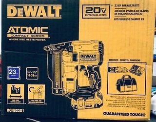 New Dewalt ATOMIC 20V MAX Brushless Cordless Pin Nailer 23 Gauge Kit. $260
