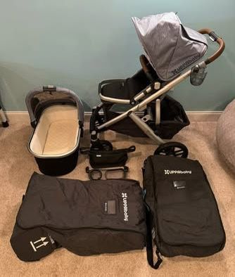 UPPAbaby VISTA Stroller with Bassinet, Travel Bags, Snack Tray, Cup Holder and Carry-All Organizer