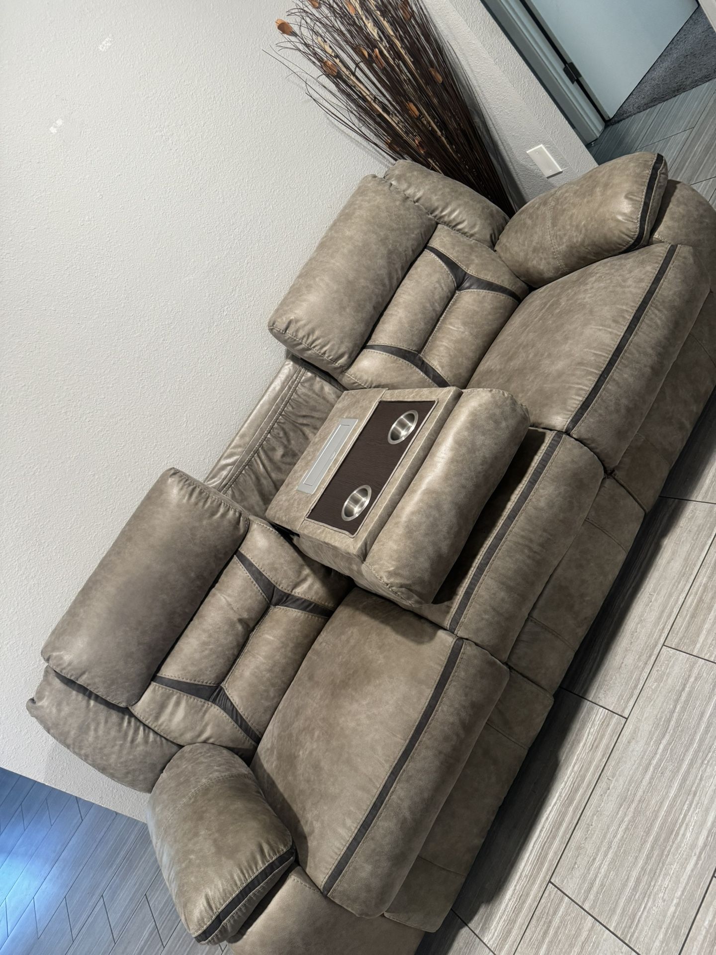 Double Recliner With Charging Station