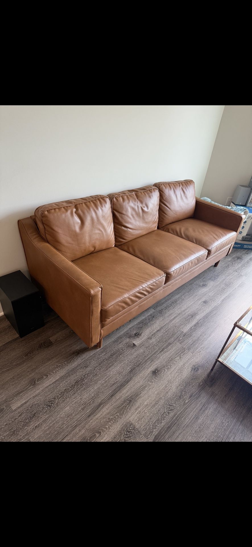 Atwater Living Janelle Faux Leather Sofa