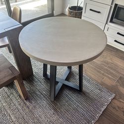 Round grey slab bistro table west elm