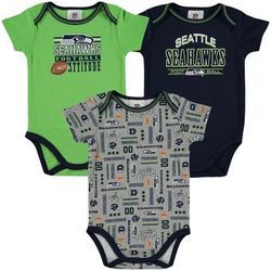 Seattle Seahawks 3 Pack Onesies Set 3-6 Months