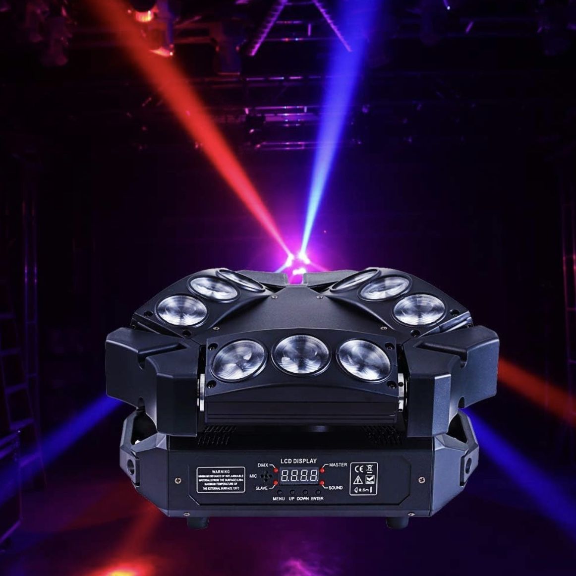 DJ Light Party Moving Head 9 LED Triangle RGB DMX Stage Lights