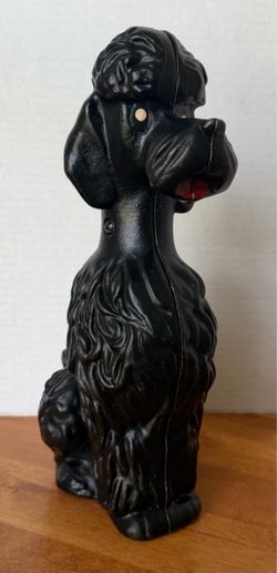 Vintage Cast Iron Black Poodle Doorstop/ Bank. 11” tall and Heavy