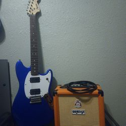 Squier Guitar + Orange Crush Amplifier