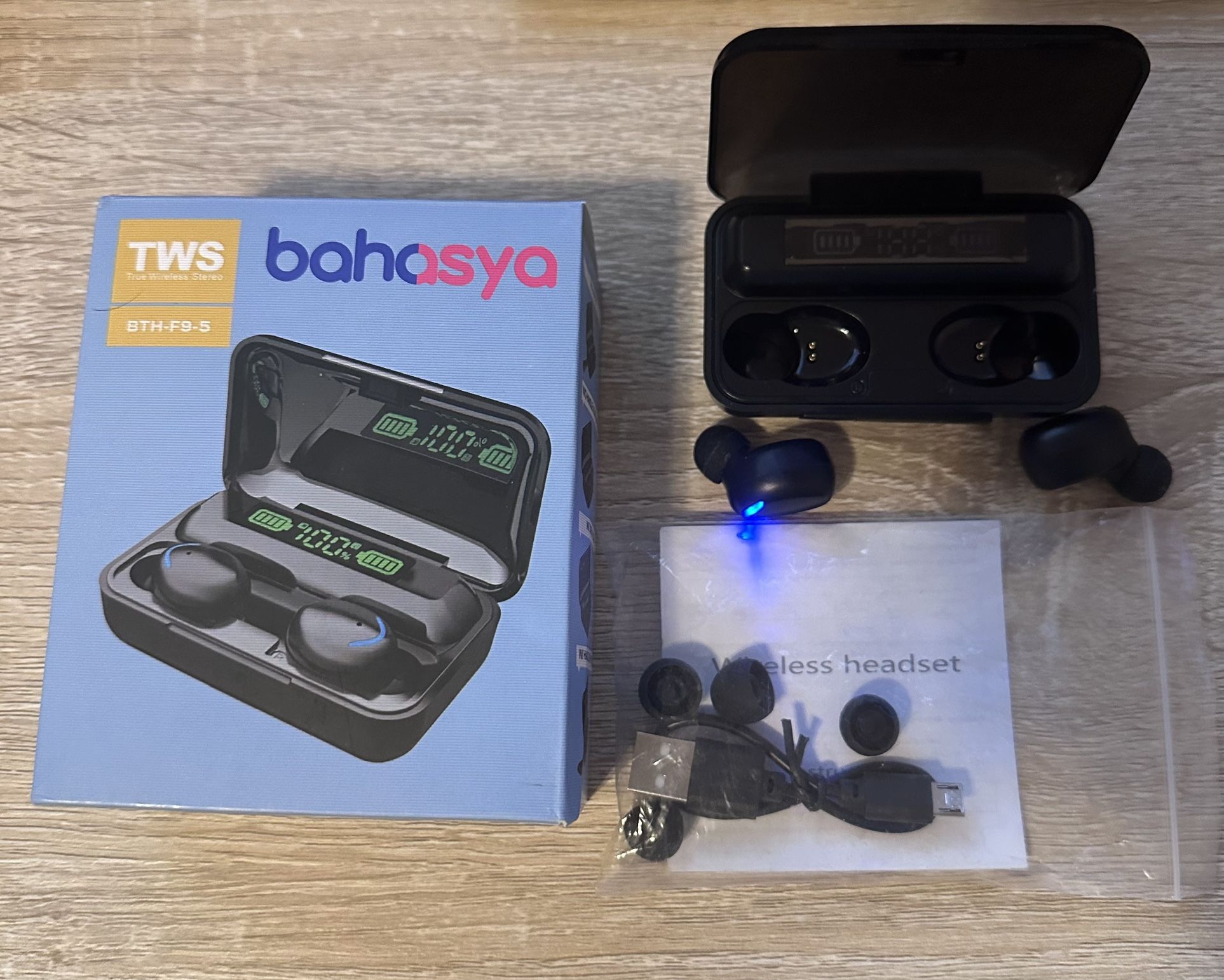TWS Black Bluetooth 5.0 Wireless Earbuds Headphone Waterproof