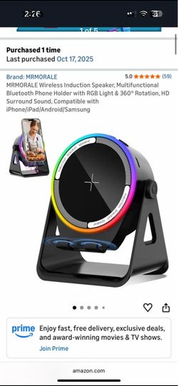 Brand new Wireless Induction Speaker, Multifunctional Bluetooth Phone Holder with RGB Light & 360° Rotation,