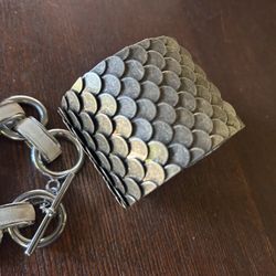 Womens Cool Fish Scale Cuff And Leather Accent Bracelet - Banana Republic
