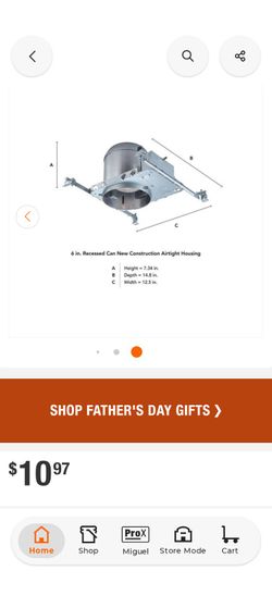 6 inch. IC rated Airtight New construction recessed housing