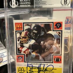 Wilber Marshall AUTO 1985 MCDONALDS YELLOW TAB CHICAGO BEARS Beckett Witnessed