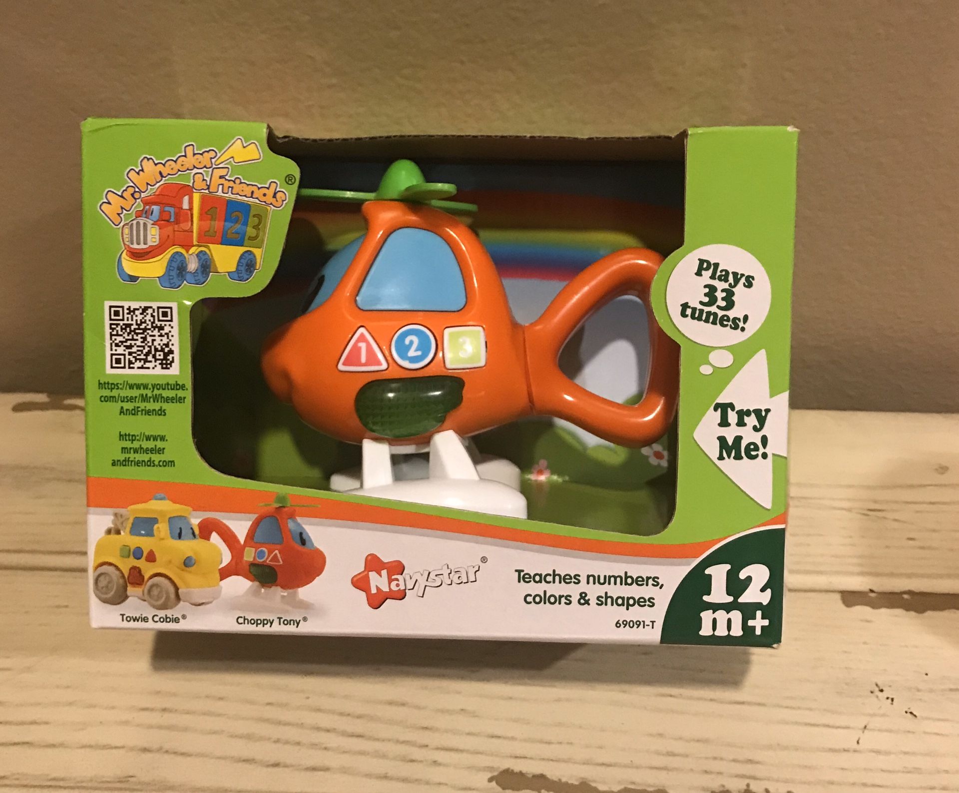 Mr. Wheeler & Friends, Choppy Tony helicopter toy, teaches numbers, colors & shapes, plays 33 tunes. Perfect for little boys 12 months +