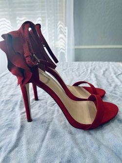 Gorgeous Red Ankle Strap Ruffle Heels