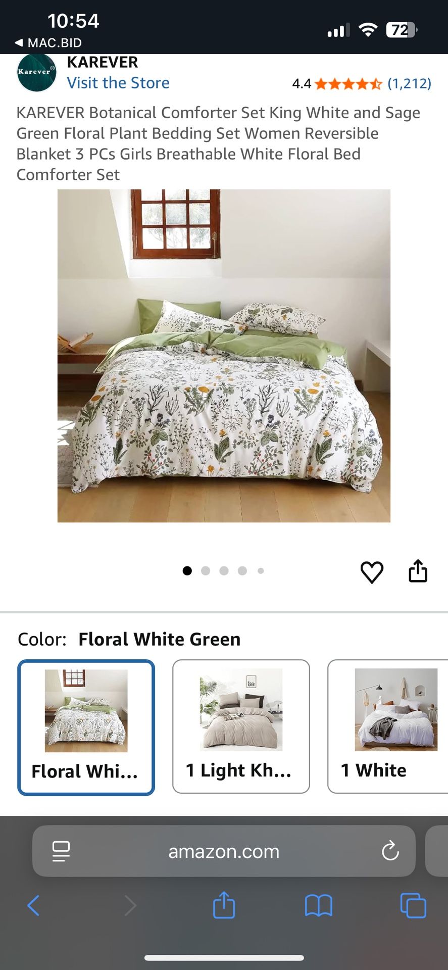 Karever King Size Botanical White Floral Comforter Set 