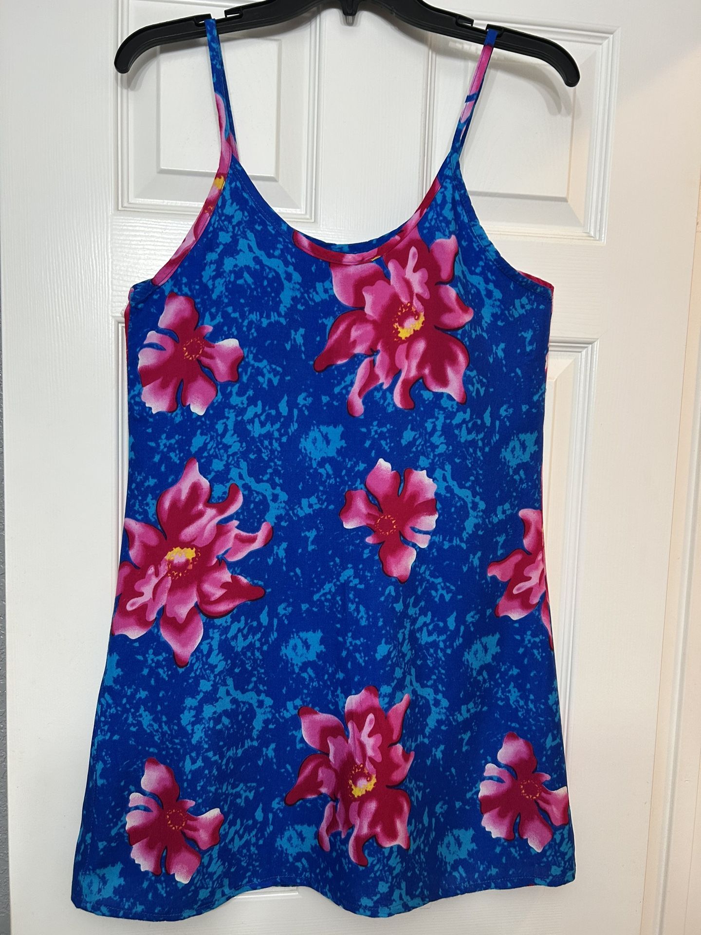 Hot Pink & Royal Blue Floral Hawaiian Sundress