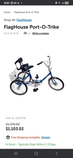 Tricycle Foldable 3 Speed Bicycle $500 obo